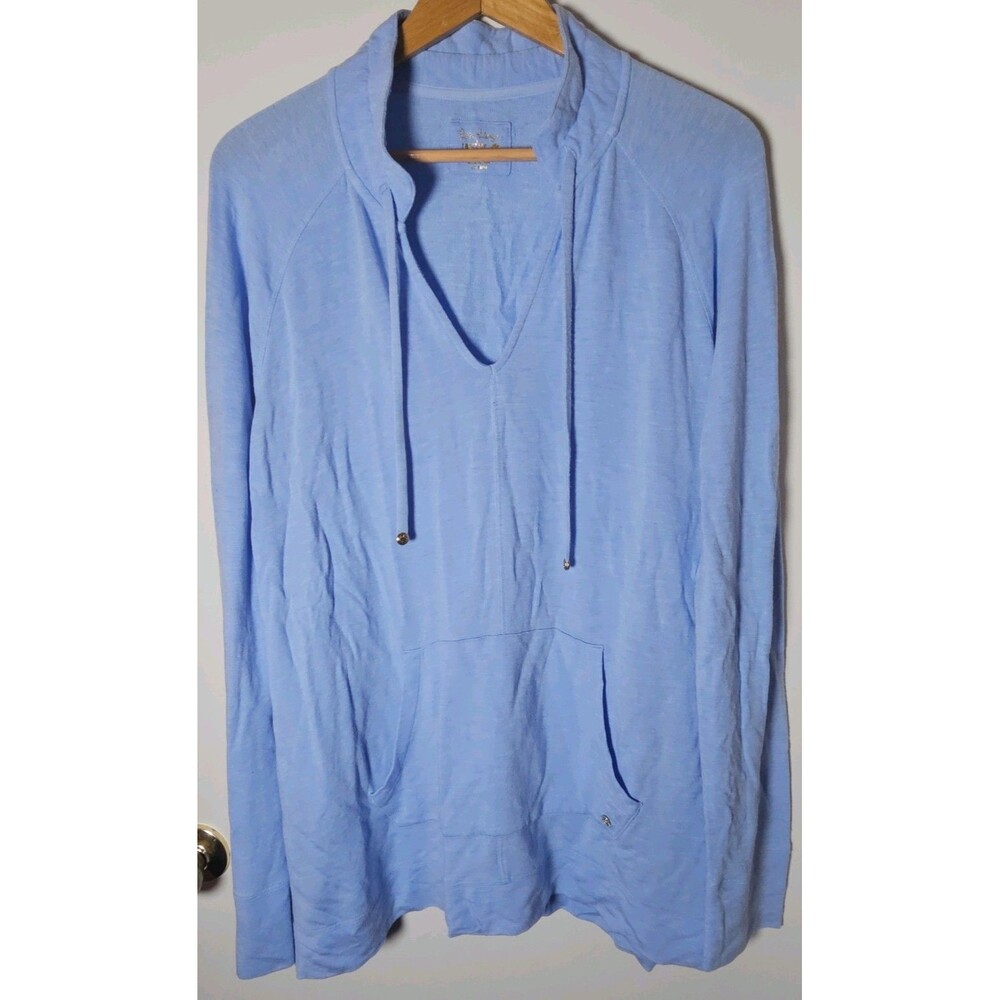 Lilly Pulitzer Luxletic Cassi Popover Pullover Heathered Blue Peri Size XL